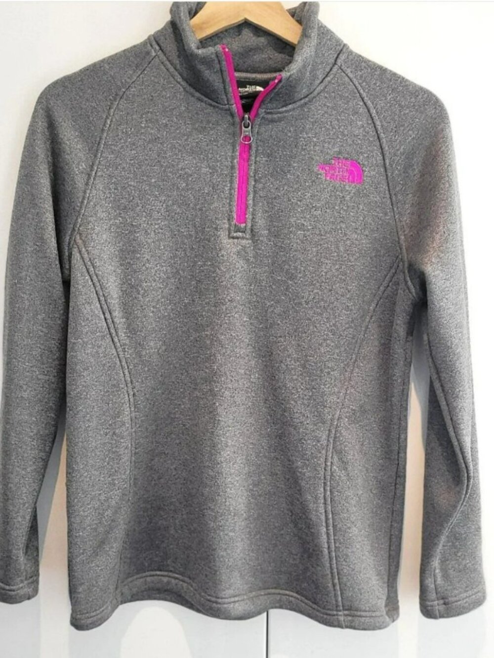 The North Face Girls Fleece Line 1/4 Zip Pullover Grey Size XL